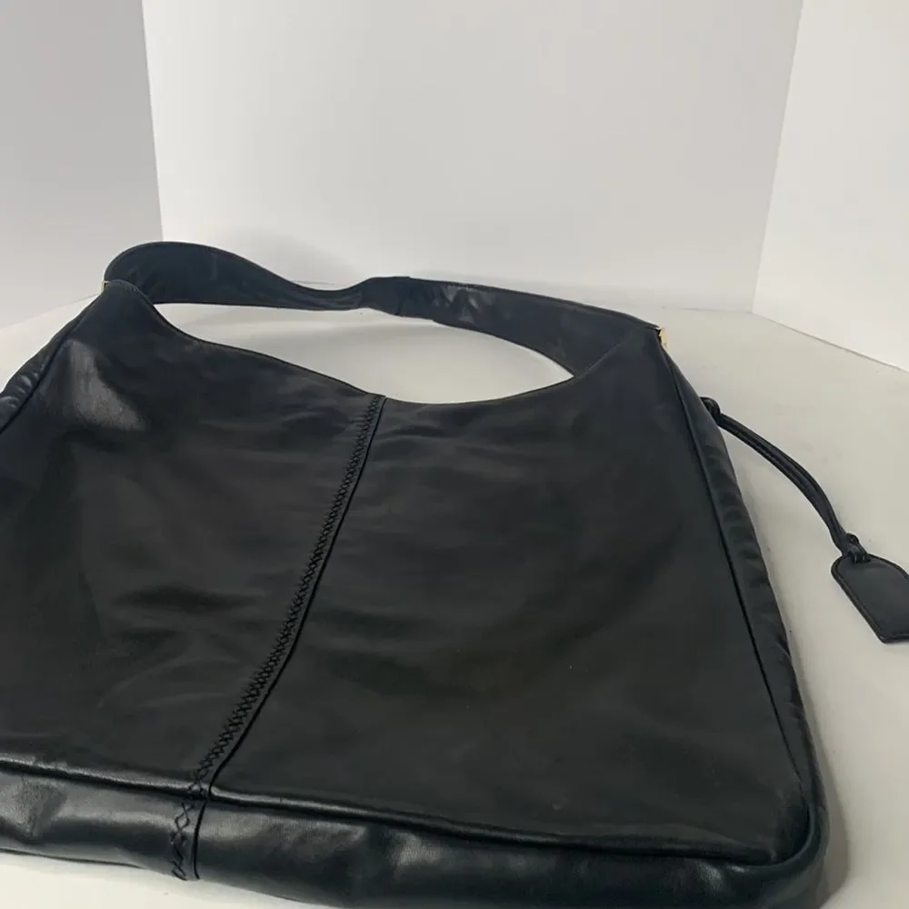 Badgley Mischka black cow leather large hobo shoulder bag